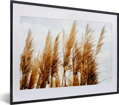 Produktbild von MuchoWow® Gerahmtes Poster Pampasgras - Sonne - Gras 40x30 cm - Poster mit Schwarzem Bilderrahmen Wandposter Rahmen Foto Bilder - Bilderrahmen - Poster im Rahmen