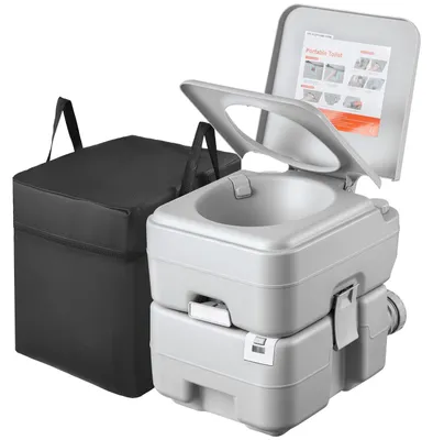 Image de Toilettes de camping portables - Toilettes chimiques Toilettes de voyage - Avec réservoir d'eaux usées amovible de 20 l - Jusqu'à 120 chasses d'eau - Avec indicateur de niveau - Pour le camping, le camping-car, le bateau