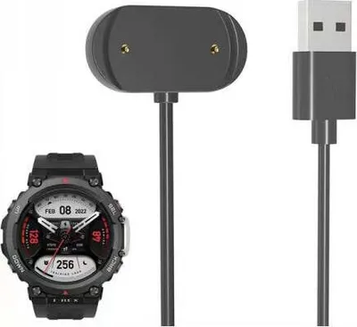 Produktbild von SYSTEM-S USB 2.0 Kabel 100 cm Ladekabel für Amazfit T-Rex 2 Smartwatch in Schwarz