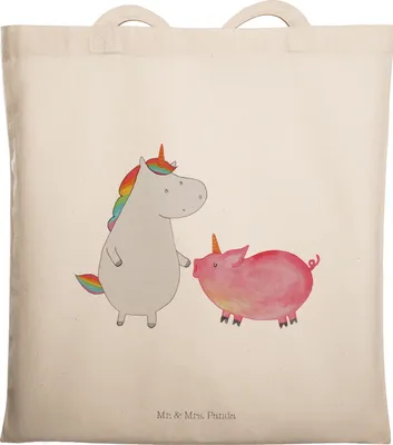 Produktbild von Mr. & Mrs. Panda Shopping Tasche Einhorn Schwein - Transparent - Geschenk, Laptoptasche, Tote Bag, Schweinchen, Einkaufstasche, Freundin, Unicorn, canvas, Schultasche