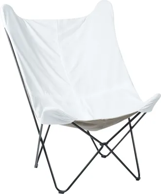 Produktbild von BELIANI Sessel Weiß Samt mit Haarnadel Metallgestell Retro Stil Butterfly-Sessel Schmetterlingssessel Flur Diele Wohnzimmer Schlafzimmer Sitzmöbel