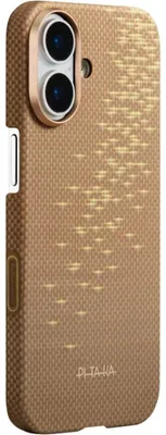 Image de Pitaka Ultra Slim Coque iPhone 17 – Compatible avec MagSafe – Bouton de contrôle de la caméra résistant aux rayures – Fabriqué à partir de fibre d'aramide de qualité aérospatiale - Beige