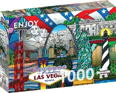 Zdjęcie produktu dla Puzzle 1000 elementów Enjoy – Kolaż amerykańskich zabytków