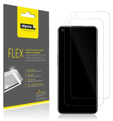 Produktbild von 2x Schutzfolie für Realme Q3T Folie, 100% Displayabdeckung, dipos Flex