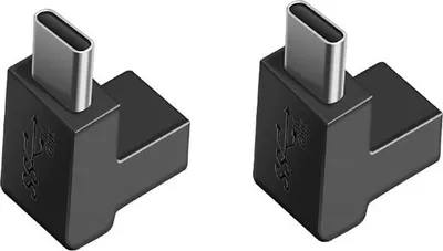 Obrázek produktu pro INF TYPE-C Samice na TYPE-C Samec Úhlový Adaptér - 2 Kusy, Černý ABS