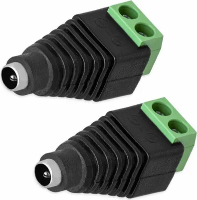 Produktbild von 2x DC Buchse Hohlbuchse 2,1 x 5,5mm > Terminal Block 2-Pin Adapter Schraubbar Verbinder