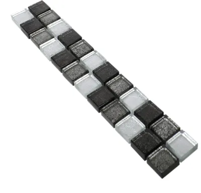 Produktbild von Glas Fliesenbordüre Johnstown Schwarz Silber Q23