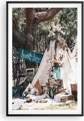 Produktbild von Gerahmtes Poster - Schwarzer Rahmen - Jungvermählten Liebe Landschaft - 61x91,5 cm - Wand Bild - Wanddeko - Wandbilder - Kunstposter - Wandposter - Bilderrahmen - Bilder - Kunstdruck - P2BPA61x91-4642