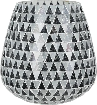 Immagine prodotto di Gilde Windlicht, "Triangle", Glas, klar, weiß, silberfarben, VE 2, H. 17 cm, D. 17 cm 55813 4063387558133