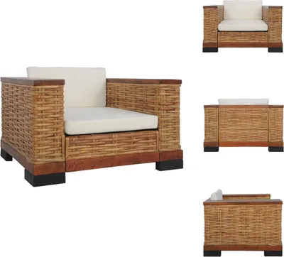 Produktbild von vidaXL Sessel mit Auflagen Braun Natur Rattan -  Sessel