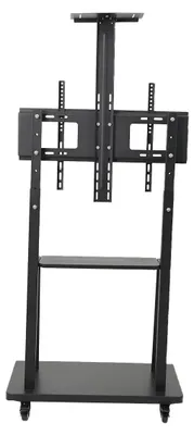 Obrázek produktu pro Stojan na televizi - Podstavec pro televizory - Pro obrazovky o velikosti 81–191 cm - Výškově nastavitelný (150–190 cm) - 2 police na média - 4 aretační kolečka - Černá barva