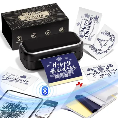 Produktbild von Phomemo TP31 Tattoo Stencil Drucker Tattoo Bluetooth, Tragbare Thermodrucker mit 30 pcs Transferpapier, Kompatibel mit iOS & Android , Schwarz