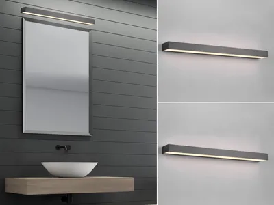 Produktbild von LED Wandlampen Bad 2er Set Schwarz 60cm Spiegelleuchten indirekte Badbeleuchtung