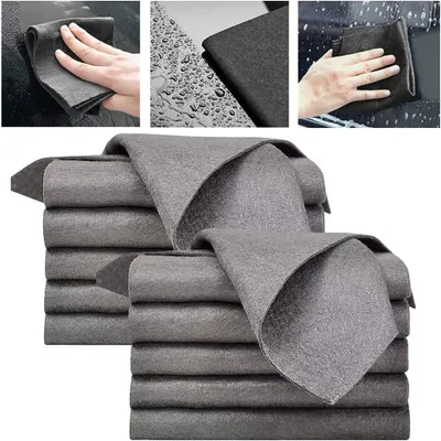 Produktbild von 10x Verdicktes Magisches Reinigungstuch Streifenfreies Mikrofasertuch Wiederverwendbares Mikrofaser Reinigungstuch für Autoglas, 20*30cm