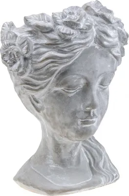 Produktbild von Pflanzkopf Beton Frauenbüste Übertopf Weiß Deko H34cm