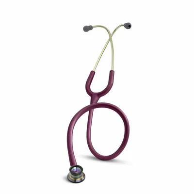 A stethoscope is shown against a white background.