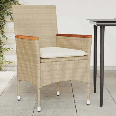 Produktbild von CLORIS Gartenstühle mit Kissen 2 Stk. Beige Poly Rattan 368121