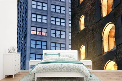Produktbild von Fotobehang - Moderner Wandteppich für Bürokomplex und altes Industriegebäude in Brooklyn, New York - Breite 525 cm x Höhe 350 cm