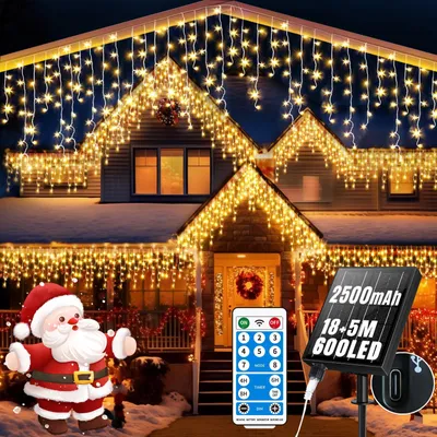 Eispegel Solar-Lichterkette, 600 LEDs, Acryl, wasserdicht