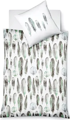 Produktbild von JACK by Fleuresse Renforcé Bettwäsche 2tlg. 135x200cm Federn Offwhite Grau Grün