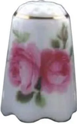 Produktbild von Porzellan Fingerhut Wellenrand Englische Rose Miniatur Sammler