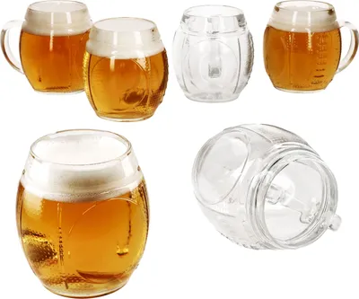 Produktbild von 6x Football Biergläser 0,5L geeicht Pille-Relief 6 Personen Bierkrüge aus Glas