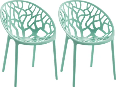 Produktbild von CLP 2er Set Gartenstuhl Hope, Modernes Design, Wetterfest, Stapelbar, Mit Armlehnen hellgrün