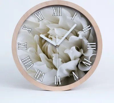 Produktbild von Holzuhr 20fi cm wanduhr - weiße Spitzen - Weiße Dahlie
