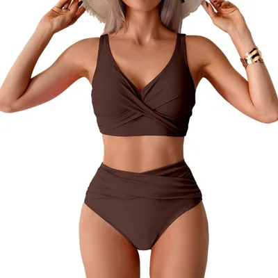 Productafbeelding van SolidKeus - Hoge Taille Bikiniset met Afneembare Pads voor Zwemmen en Surfen