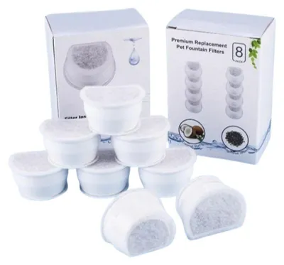 Obrázek produktu pro Náhradní uhlíkové filtry pro fontány PetSafe Drinkwell Avalon, Pagoda, 2 galony, Sedona a fontány, 8 balení filtrů pro fontány