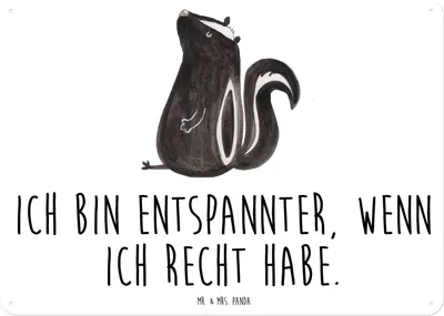 Produktbild von Mr. & Mrs. Panda Wandbild Stinktier Sitzen DIN A3 - Weiß - Geschenk, tafel, Schild, Magnetschild, Skunk, Spruch, Wildtier, Büro, Raubtier, Blechschild, Retro