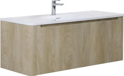 Image de Ensemble de meubles de salle de bain Badplaats avec lavabo et meuble sous lavabo Tundra 120 x 48 cm chêne clair - Meuble sous lavabo avec fermeture douce et lavabo, pré-monté