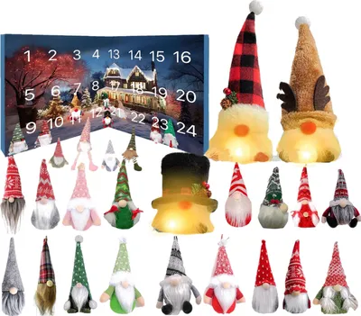 Produktbild von Zwergen-Adventskalender 2025, 24-Tage-Weihnachts-Countdown-Kalender mit leuchtenden Sammelfiguren, Zwergen-Ornamente, Geschenke für Kinder, Jungen und Mädchen