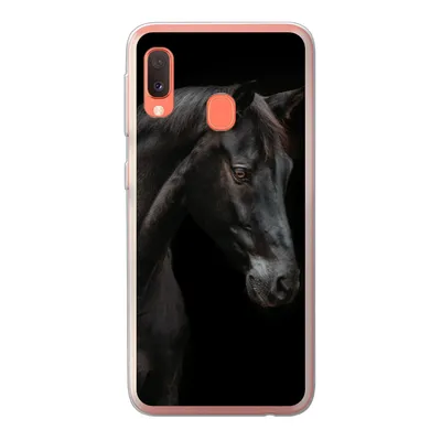 Produktbild von MuchoWow® Handyhülle Schutzhülle Hülle für Samsung Galaxy A20e Pferd - Tiere - Schwarz - Porträt Silikon Softcase Handy Hülle - Abdeckung