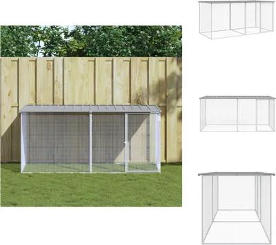 Produktbild von vidaXL Hühnerkäfig mit Dach Hellgrau 203x98x90 cm Verzinkter Stahl - Lebensräume & Gehege für Kleintiere