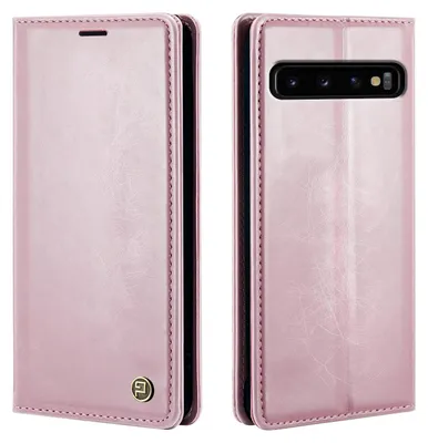 Produktbild von Handyhülle für Samsung Galaxy S10 Kunstleder Klapphülle Vintage Cover Hülle RFID Schutz Case Kartenfach Farbe: Rosa