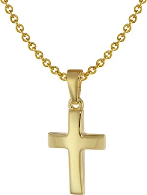 trendor 75692 Kreuz Anhänger für Kinder Gold 333 + Halskette Silber vergoldet 1