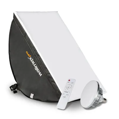Produktbild von Walimex pro Video-Beleuchtung mit 60 W LED Softbox 40 x 60 cm, leistungsstarkes Dauerlicht für Fotostudio mit Diffusor und Fernbedienung, Bi-Color Videoleuchte