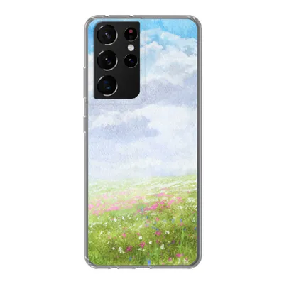 Produktbild von MuchoWow® Handyhülle Schutzhülle Hülle für Samsung Galaxy S21 Ultra Aquarell - Blumen - Landschaft Silikon Softcase Handy Hülle - Mobiltelefon