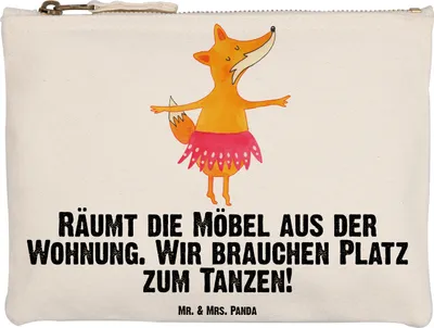 Produktbild von Mr. & Mrs. Panda Kulturtasche Fuchs Ballerina Grösse XL Große - Weiß - Geschenk, Yeah, Pouch, Kosmetiktasche, Kosmetikbeutel, Einladung, Tänzer, kosmetiktäschchen, Feier