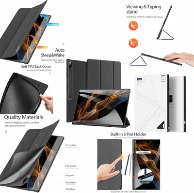 Obrázok produktu pre Pre Samsung Galaxy Tab S8 Ultra Puzdro na tablet Wake UP Smart Black