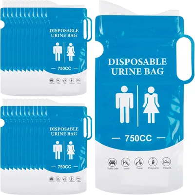 Produktbild von Einweg Urinbeutel 750 ml, 24 Stück, mit Griff, für Notfälle, für Auto, Camping