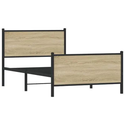 Image de vidaXL Lit métallique sans matelas Chêne Sonoma 100x190 cm