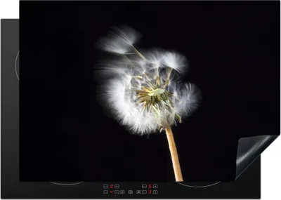 Produktbild von KitchenYeah© Herdabdeckplatte Eine Pollenblume auf schwarzem Hintergrund , 75x52cm, Küche Deko, Glaskeramikkochfeld Herdabdeckung, Abdeckplatte fùr Kochfeld