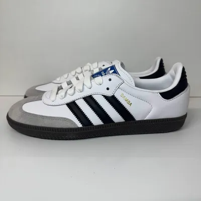 Obrázok produktu pre Adidas Samba OG Full Grain Leather Gritty Sud Sneaker in White Black - 3,5 UK - 36 EU - 4M/5F US / White black