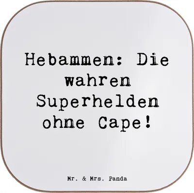 Produktbild von Mr. & Mrs. Panda Untersetzer für Gläser Spruch Hebamme Superheld - Weiß - Geschenk, Berufsalltag, Tischuntersetzer, kreative Geschenke, gläseruntersetzer, Fachkraft, Glas