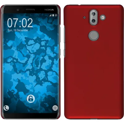 Produktbild von PhoneNatic Case kompatibel mit  Nokia 9 - Hülle rot gummiert Hard-case Cover