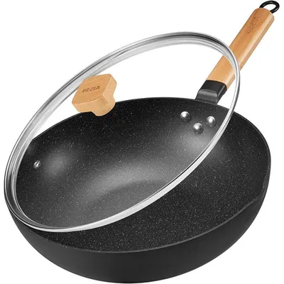 Immagine prodotto di Wok con rivestimento antiaderente e coperchio 12421, 30 cm, nero