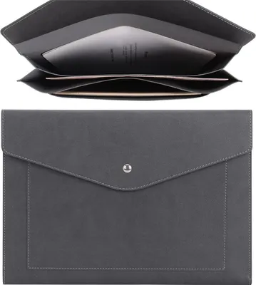 Image de Porte-documents en cuirPolyuréthaneA4, Grandes poches extensibles, Gris