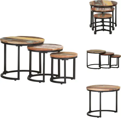 Immagine prodotto di vidaXL Tavolini 3 pz. Legno massiccio riciclato - Tavolini